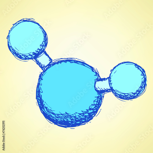 Sketch water molecule in vintage style