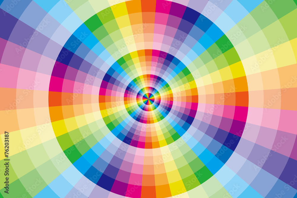 Obraz premium #Background #wallpaper #Vector #Illustration #design #free #free_size #charge_free #colorful #color rainbow,show business,entertainment 背景,素材,壁紙,虹,虹色,レインボー,七色,放射状,カラフル,放射,円,輪,丸,ワープ,空間,異次元,四次元,異空間,亜空間