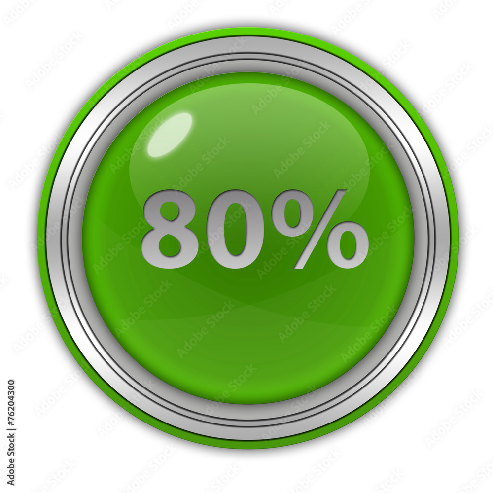 Eighty percent circular icon on white background Eighty percent circular icon on white background