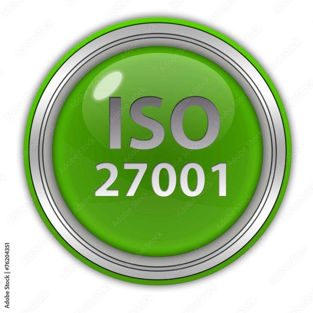Iso 27001 circular icon on white background Iso 27001 circular icon on white background