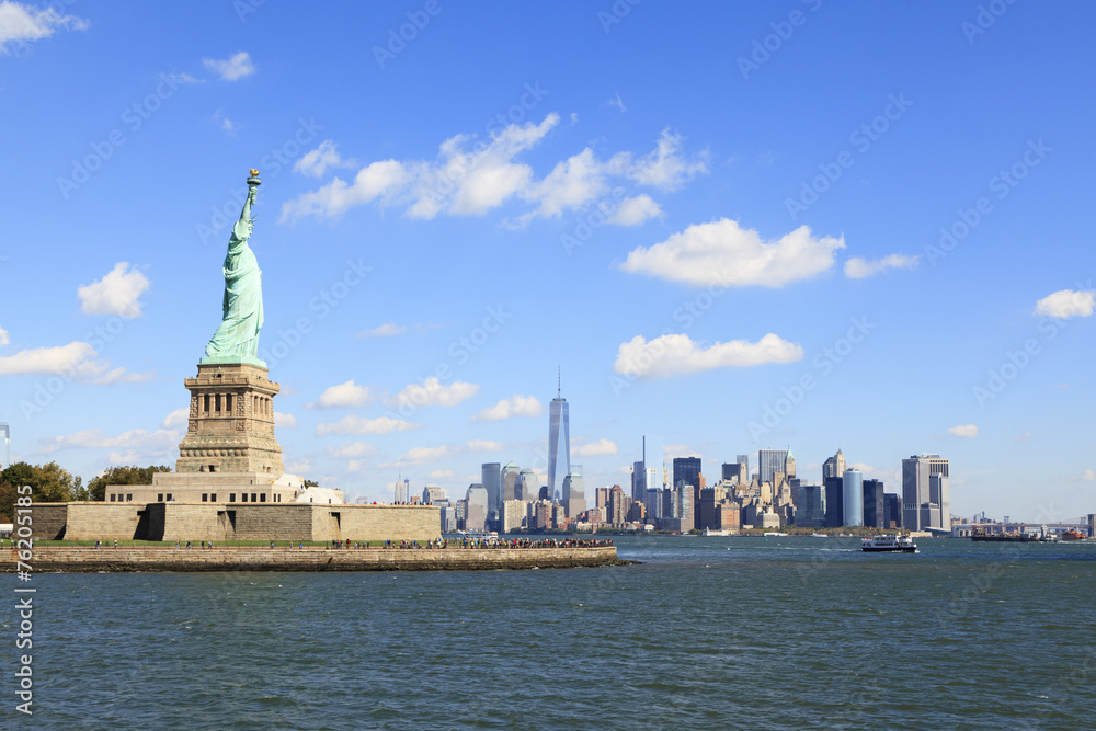 Obraz premium Statua Wolności i Manhattan