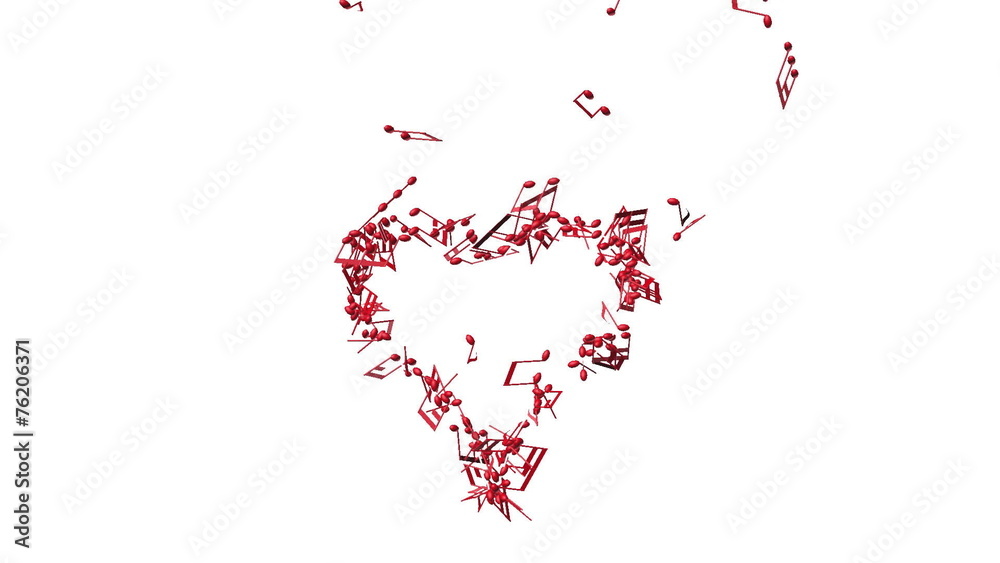 red music notes making one big heart