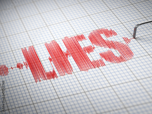 Obraz na płótnie Concept of lies. Lie detector with text.