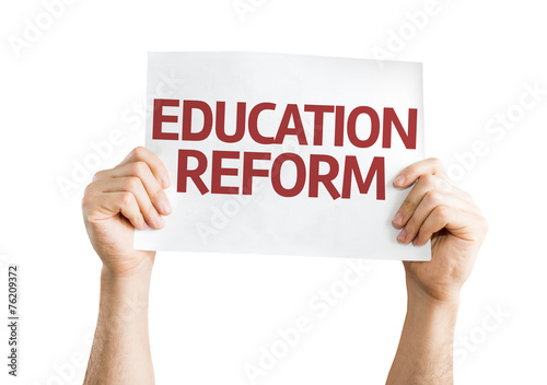 Education Reform card isolated on white background