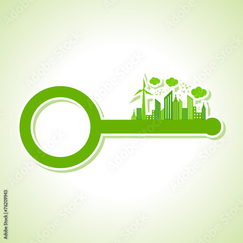 Ecology Concept - eco cityscape with key stock vector