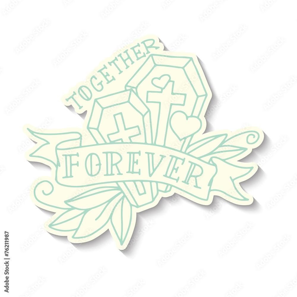 Hand drawn old school tattoo coffins sticker Hand drawn old school tattoo coffins sticker
