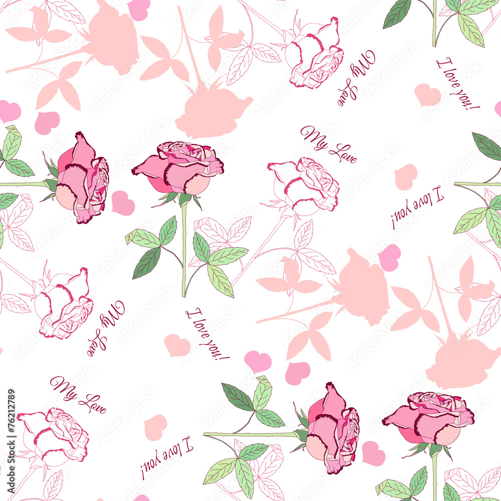 Seamless pattern with pink rose1-04