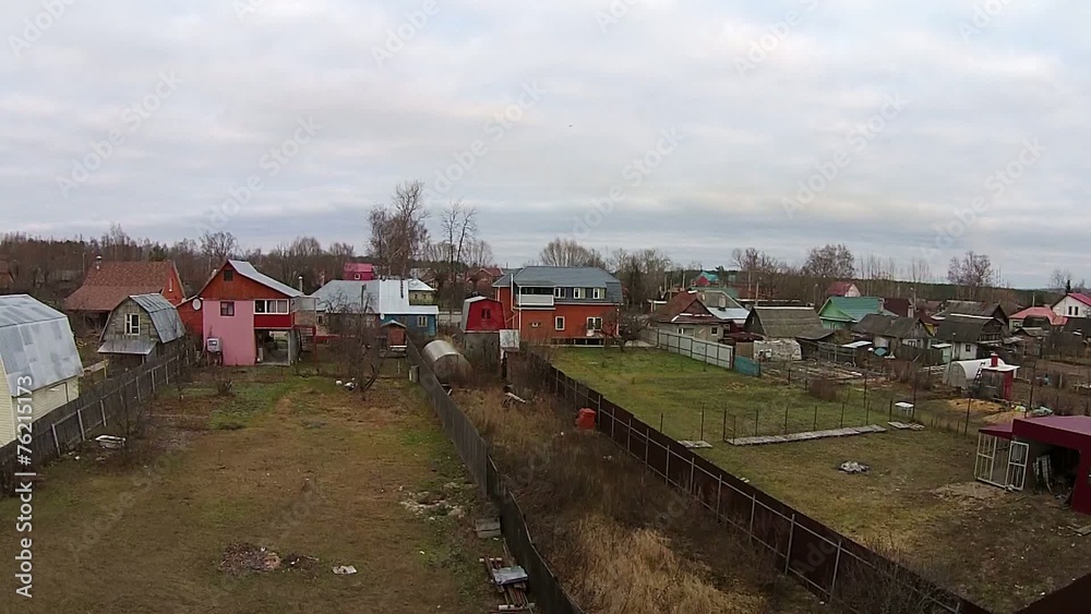 Fly over country houses, Russian village Fly over country houses, Russian village