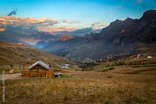Alpine hot in Alps, Dolomites, Passo Pordoi, Italy