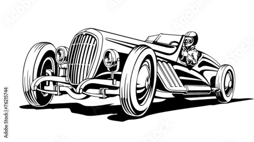 Hot classic retro sports car, roadster, vector illustration