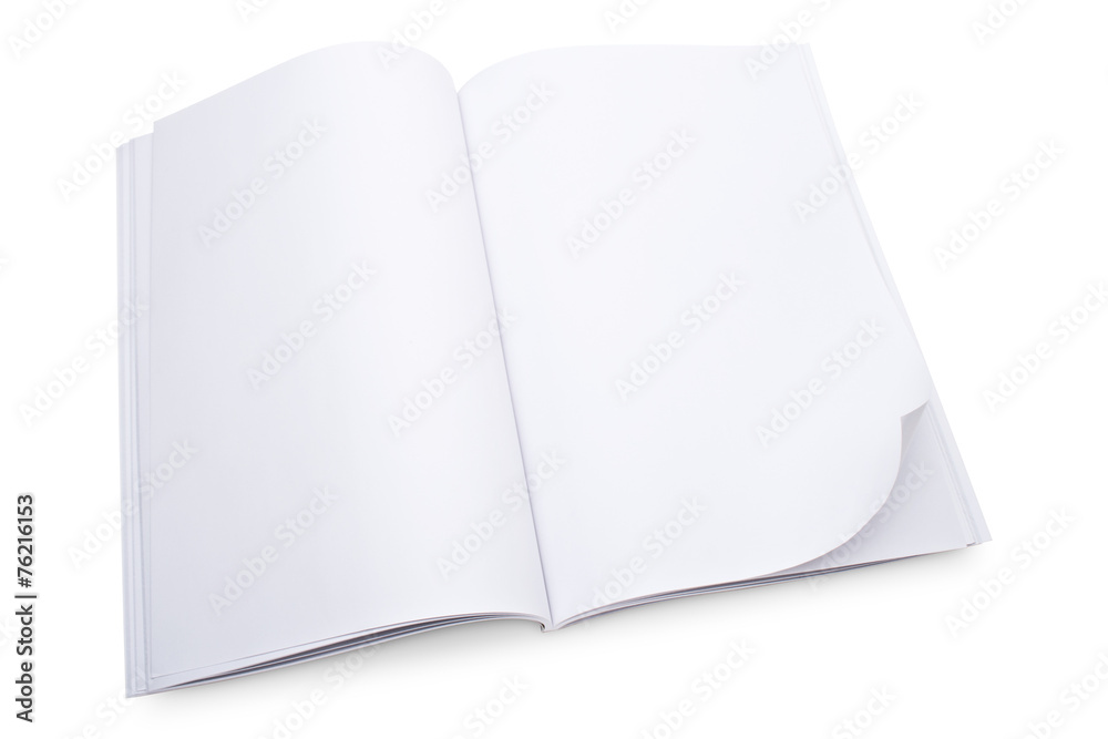 Blank open magazine isolated on white with a clipping path Blank open magazine isolated on white with a clipping path