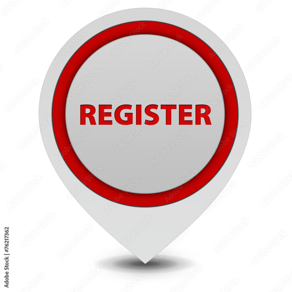 register pointer button on white background register pointer button on white background