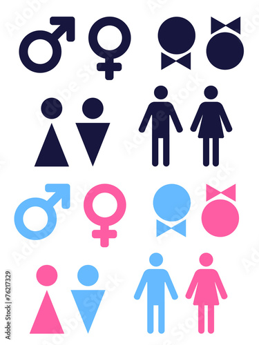 set of vector icons symbolizing male and female persons