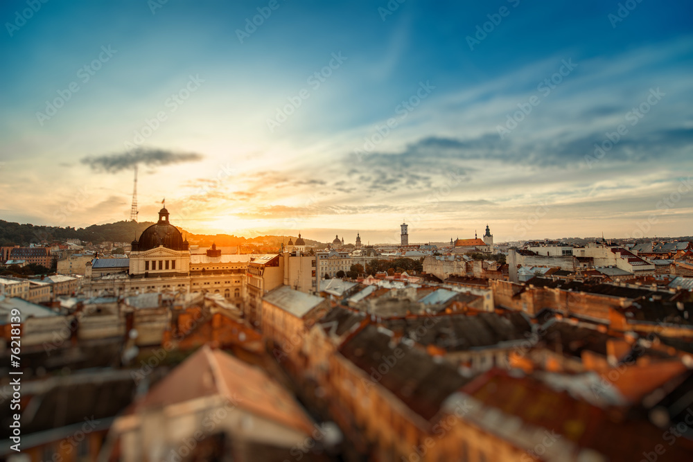 Lviv city sunrise