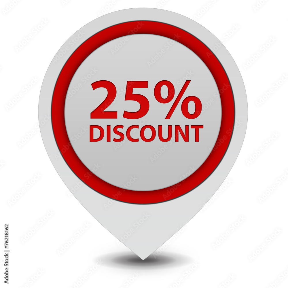 Discount 25 pointer icon on white background Discount 25 pointer icon on white background