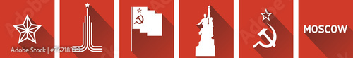 Flat design vintage icons for Russian history