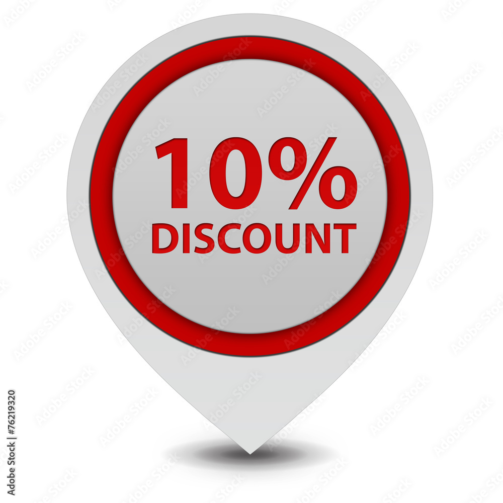 Discount ten percent pointer icon on white background
