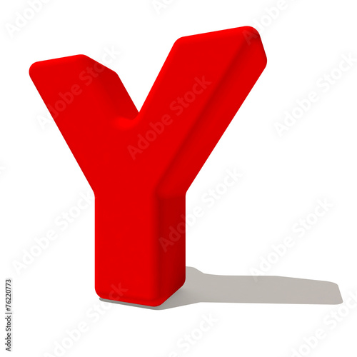 y ypsilon lettera 3d rossa, isolata su fondo bianco  photo