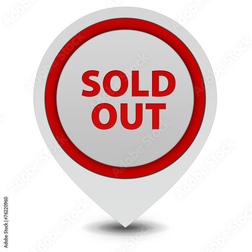 Sold out pointer icon on white background