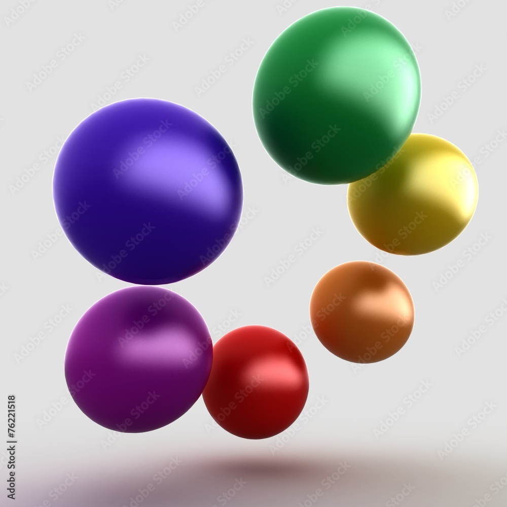 colorful glossy balls on gray colorful glossy balls on gray