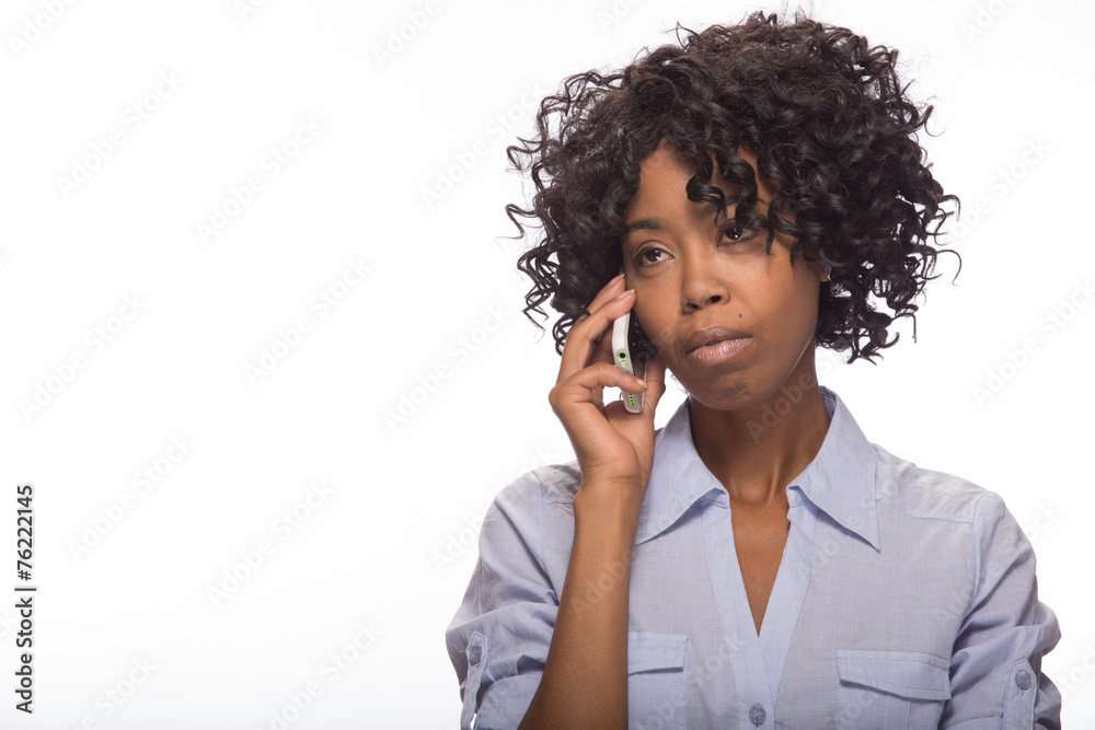 Young African American black woman talking on cellphone Young African American black woman talking on cellphone