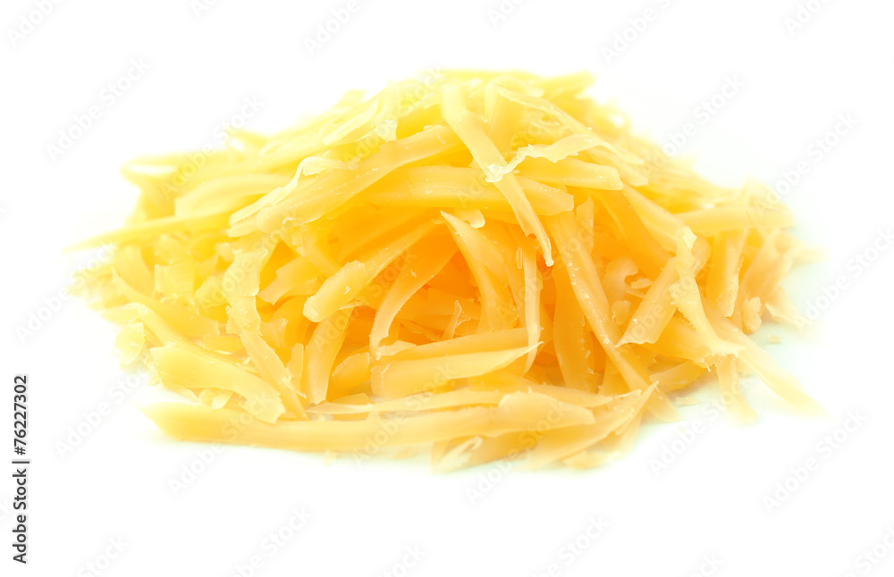 Grated cheese isolated on white