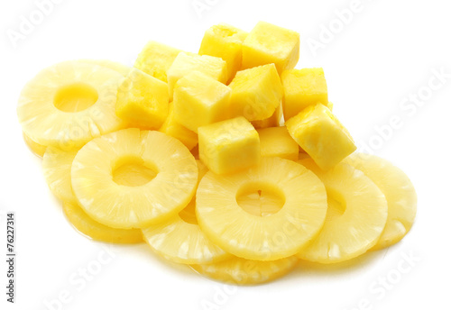 Canned pineapple isolated on white