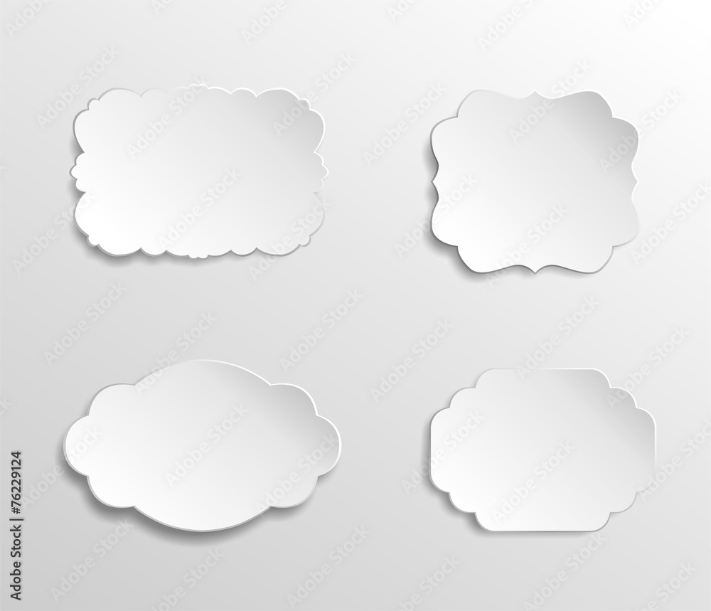 Blank white paper labels