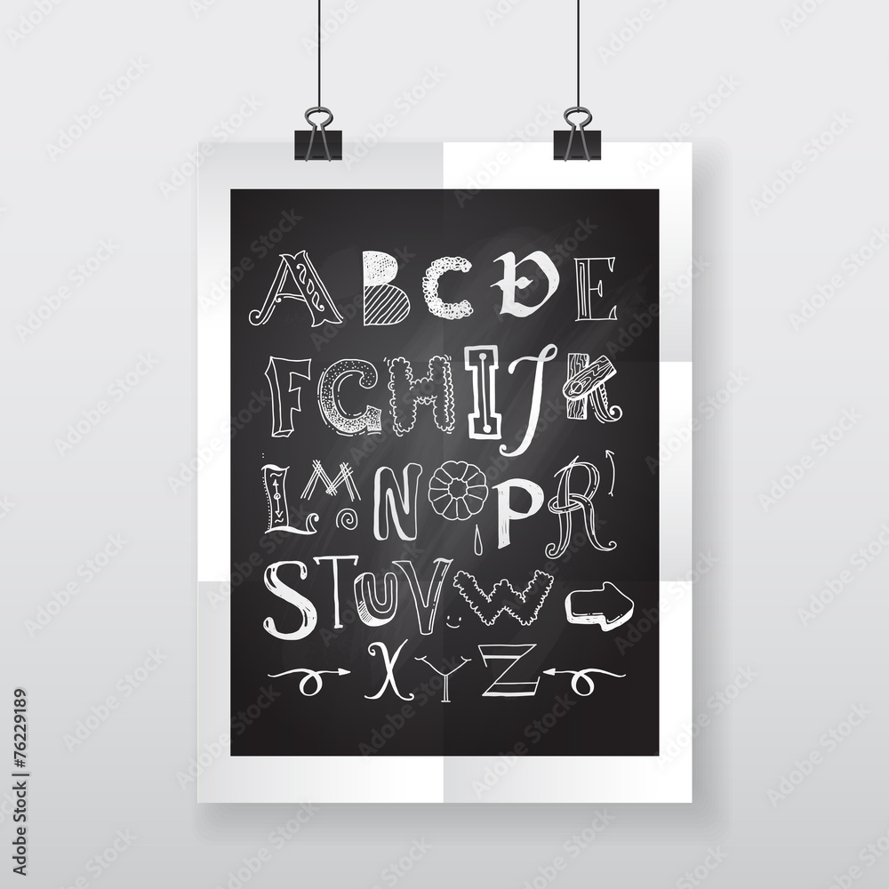 doodle alphabet on the chalkboard- poster
