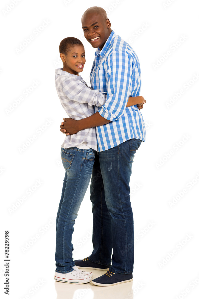 african husband hugging his wife