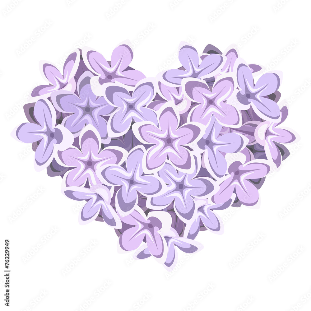 Heart of lilac flowers. Vector illustration. Heart of lilac flowers. Vector illustration.