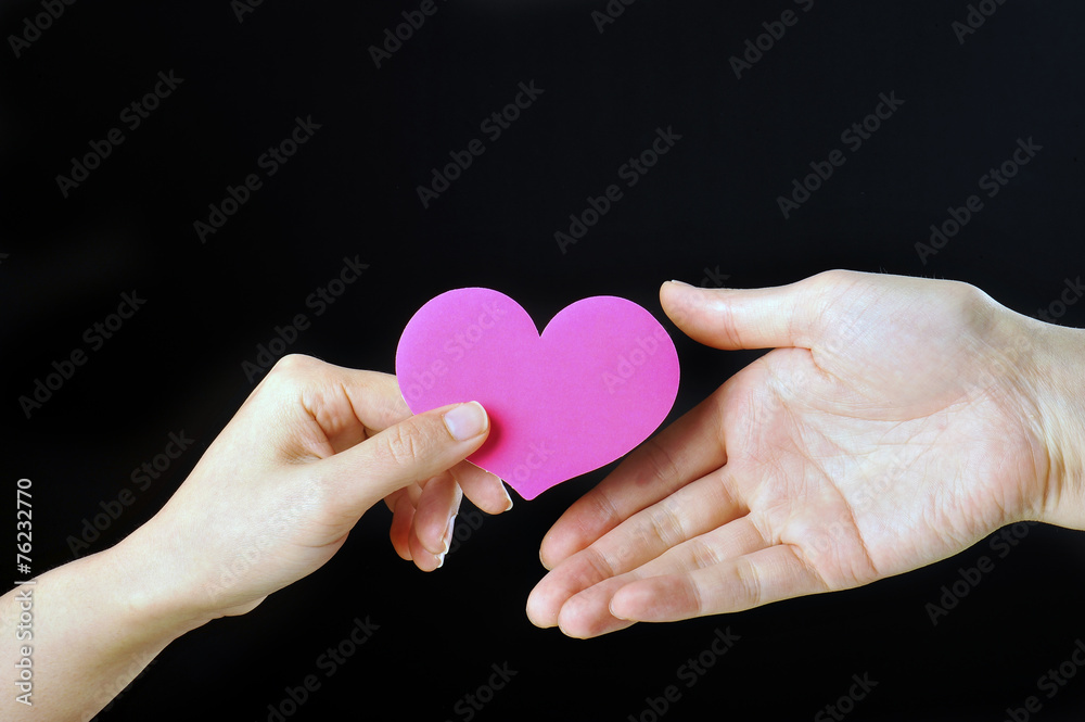 Fototapeta premium ピンクのハートを持っている手
