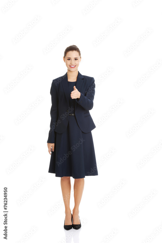 Happy business woman with ok hand sign Happy business woman with ok hand sign