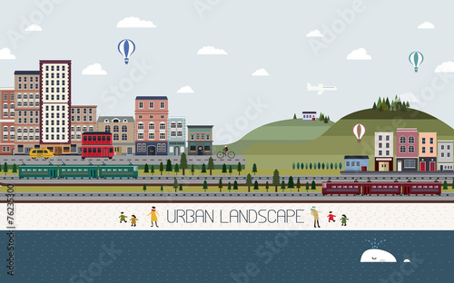 lovely urban landscape in flat design