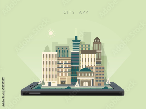 city scenery app concept in flat design
