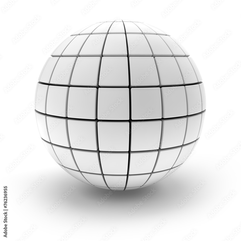 Blank sphere formed by blocks, 3d render Blank sphere formed by blocks, 3d render