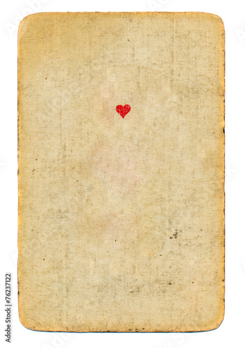 antique playing card ace of hearts paper background isolated photo