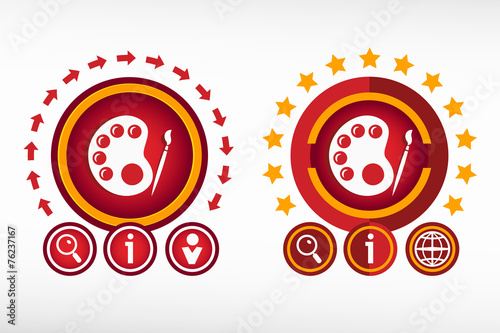 Palette icon on creative background. Red design concept for bann