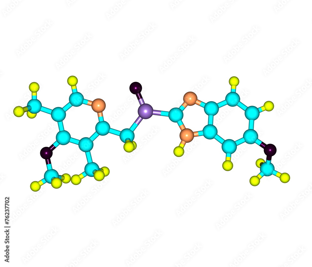 Esomeprazole molecule isolated on white Esomeprazole molecule isolated on white