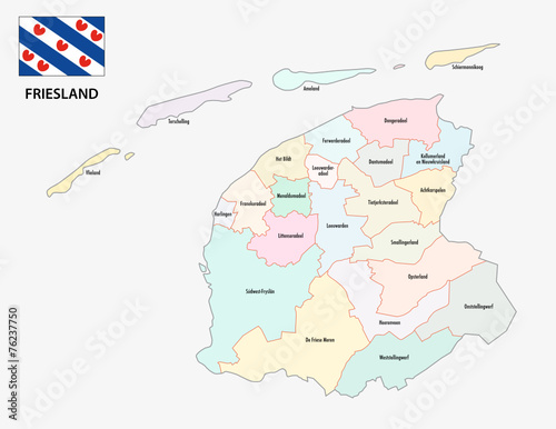 province friesland administrative map photo