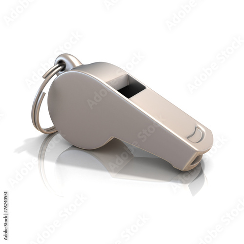 Metal whistle isolated on white background. Side view  © djmilic
