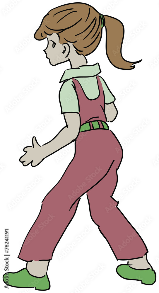 Fototapeta premium Girl in pink overalls