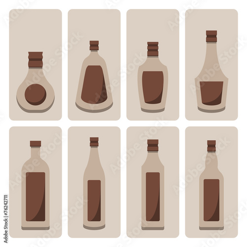 Vector set of alcohol bottle on isolated background