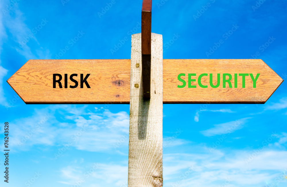 Fototapeta premium Risk versus Security messages, Lifestyle change conceptual image