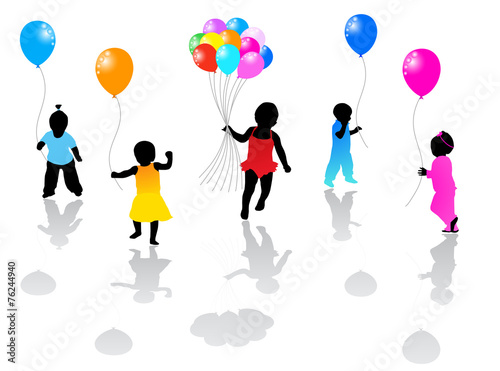 Illustration of balloons and kids
