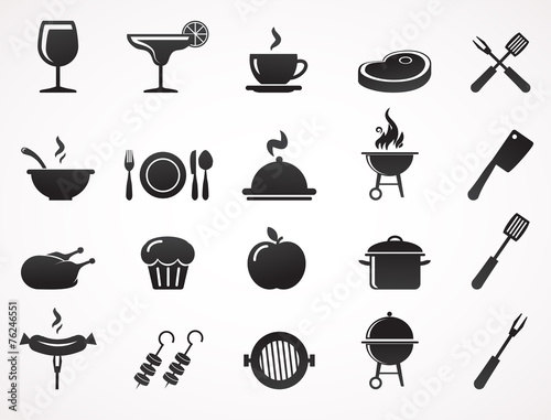 Food and drink vector icon set.