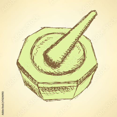Sketch chemical pounder in vintage style