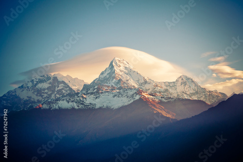 Mount Annapurna at sunrise in Himalayas range Nepal photo
