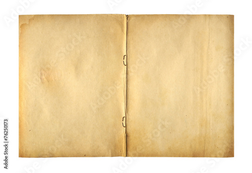 Open cover writing-book with  metal clip for record on the isola