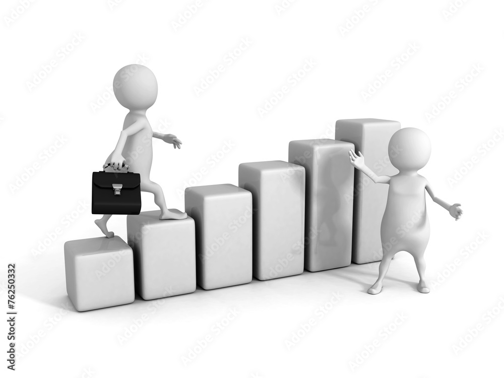 white 3d team. business success teamwork concept growing bar gra white 3d team. business success teamwork concept growing bar gra